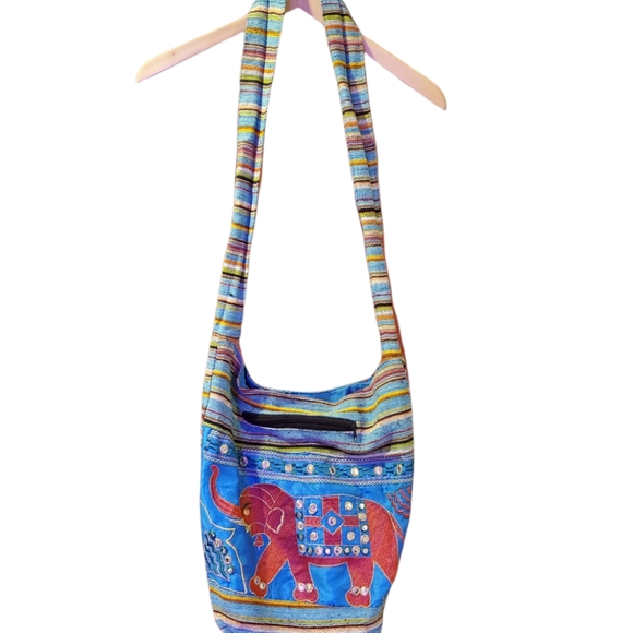 Boho hippie eclectic elephant bag handmade in India crossbody. - Picture 2 of 5
